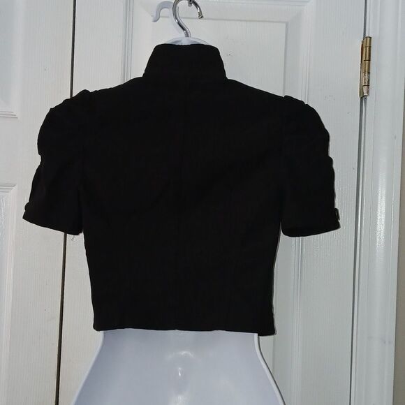 Have & Have black stretch cropped single button closure shrug jacket Sz S - Picture 5 of 6